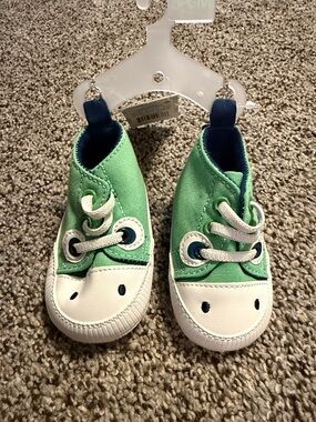 Cat & Jack Green Canvas Slip-On Baby Sneakers with White Toe